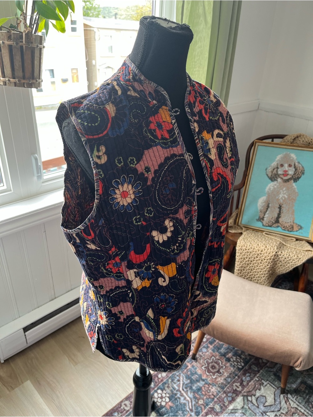 Women’s Vintage reversible Quilted Floral Print Vest Paisley M